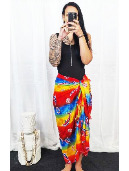 paréo rose dauphin et tortue