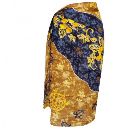 Paréo noir et  or hibiscus et tortue