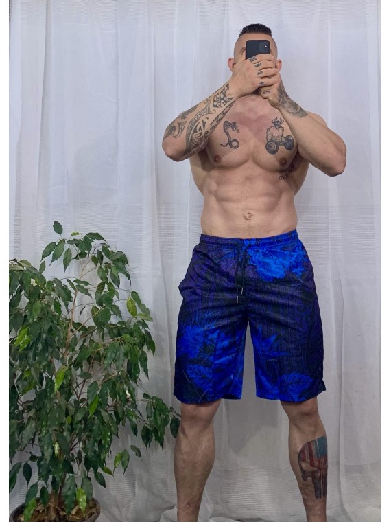Short de bain homme Bleu foncé motif tatouage