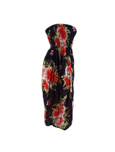 Robe noire triple hibiscus rouge