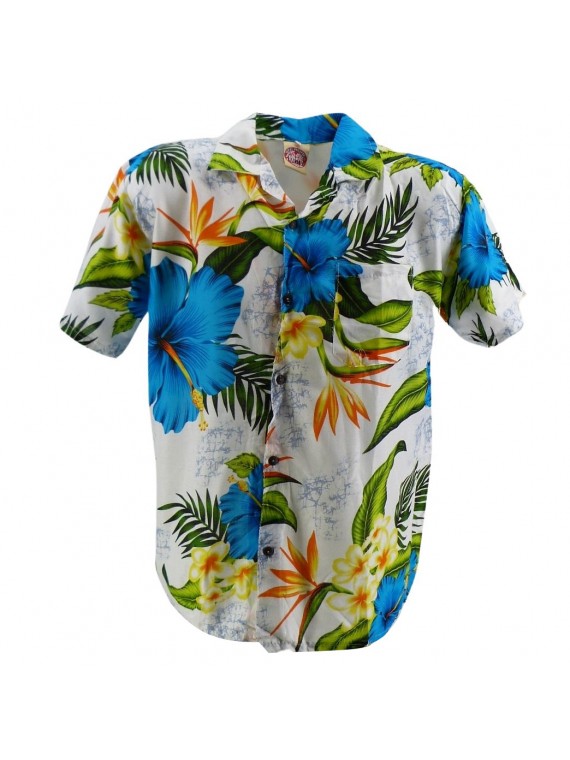 Chemise hawaïenne turquoise paradis