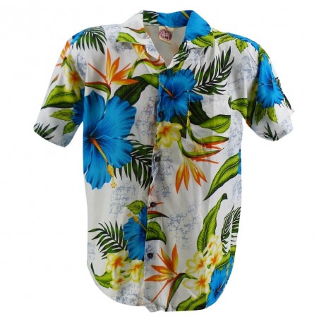 Chemise hawaïenne turquoise paradis