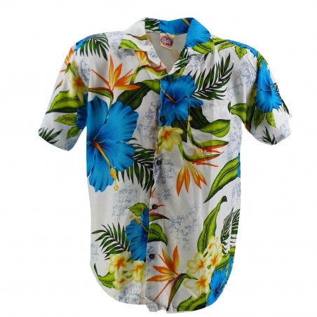 Chemise hawaïenne turquoise paradis