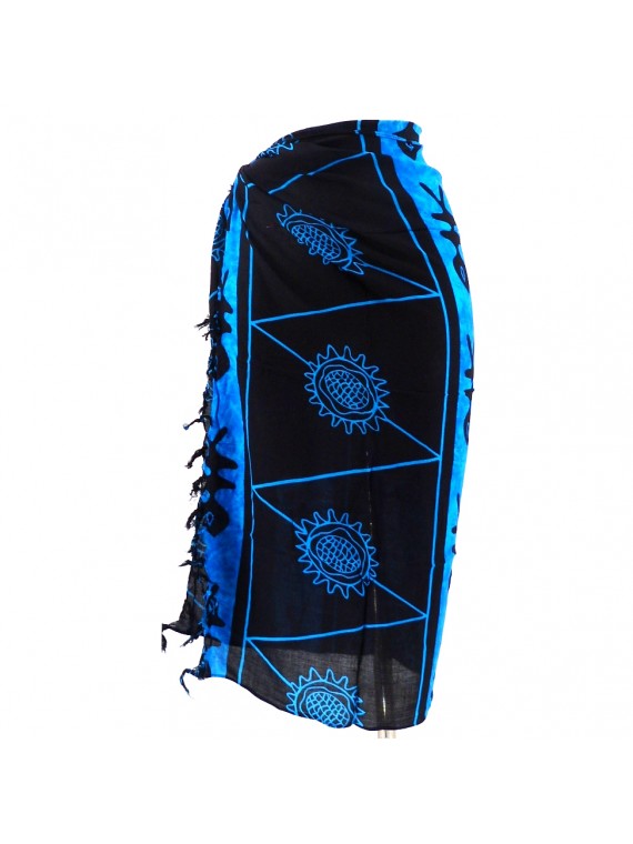 Paréo noir et bleu tortue poisson