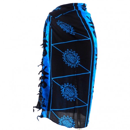 Paréo noir et bleu tortue poisson