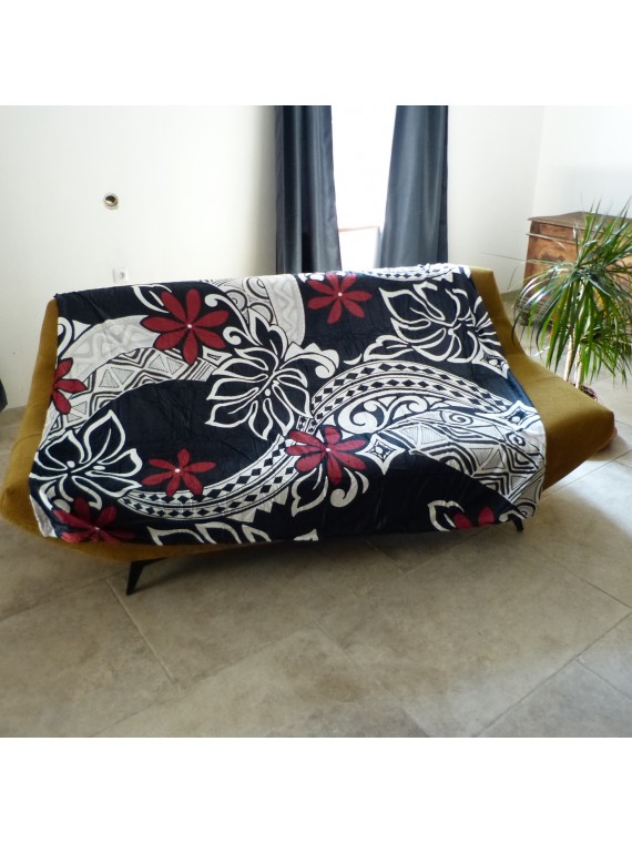 Grand Plaid Tatouage Tiaré Noir et rouge