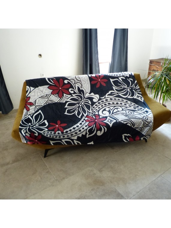 Grand Plaid Tatouage Tiaré Noir et rouge