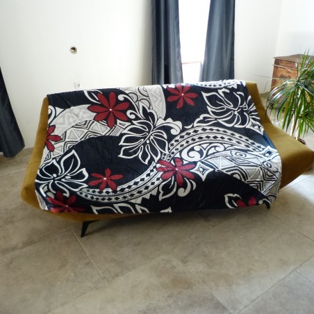 Grand Plaid Tatouage Tiaré Noir et rouge