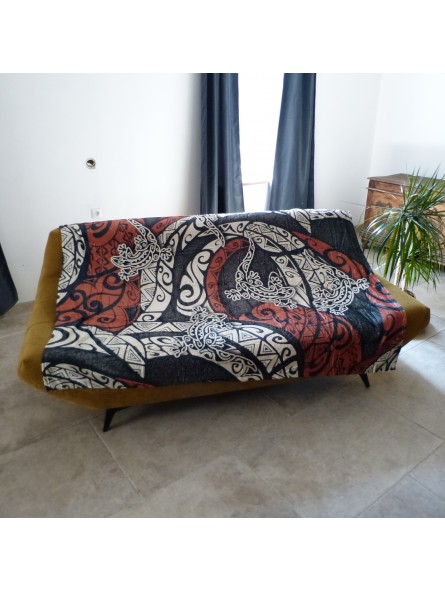 Grand Plaid Tatouage Lezard marron noir