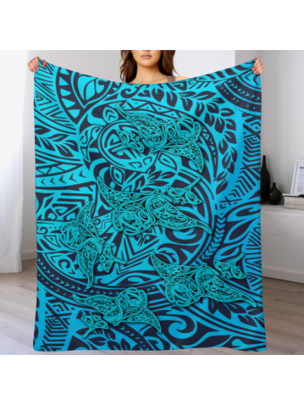 Grand Plaid Tatouage Turquoise  Raie Manta