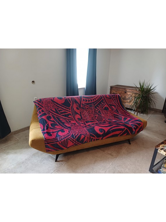 Grand Plaid noir et rouge Tatouage Raie manta