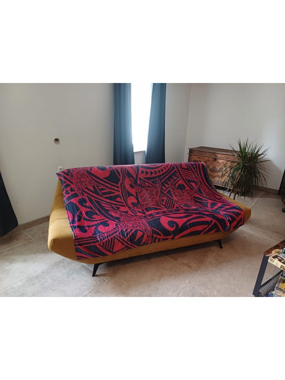 Grand Plaid noir et rouge Tatouage Raie manta