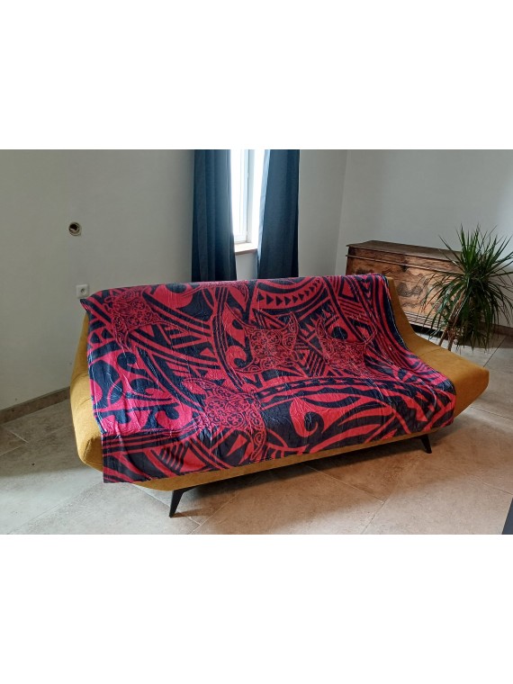 Grand Plaid noir et rouge Tatouage Raie manta