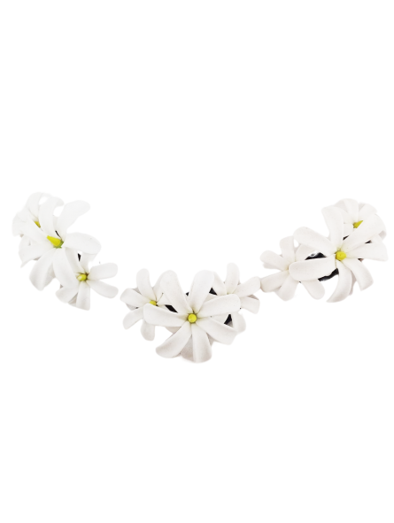 3 petites fleurs de tiaré monté sur coussinet en velour