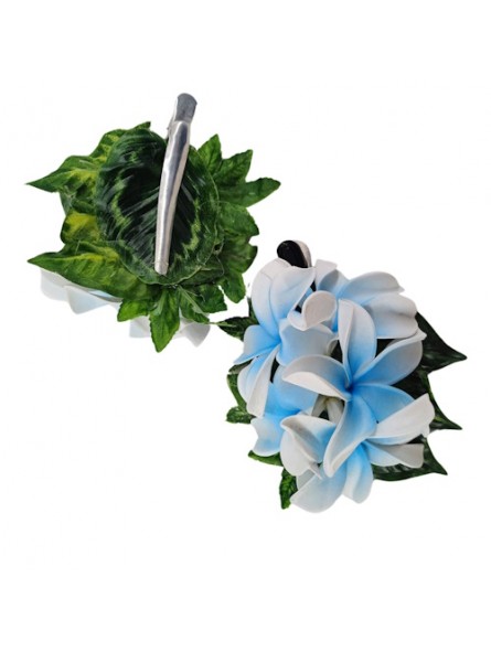 Pince bouquet 20 cm fleur bleu pour cheveux