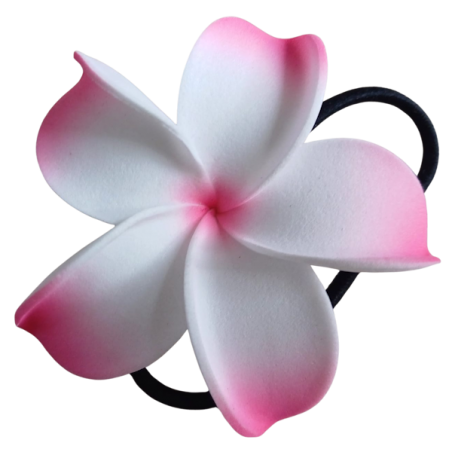 Elastique à cheveux rose et blanc frangipane