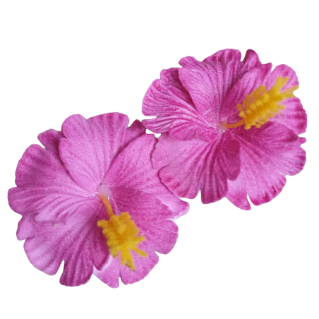 Paire de mini barrette à cheveux hibiscus rose