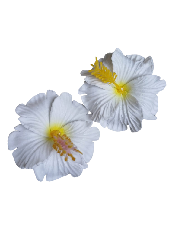 Paire de mini barrette à cheveux hibiscus blanche