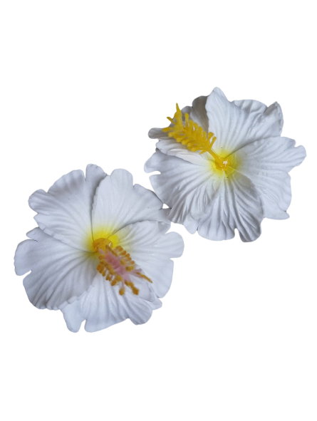 Paire de mini barrette à cheveux hibiscus blanche