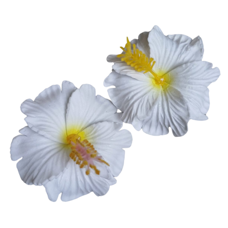 Paire de mini barrette à cheveux hibiscus blanche