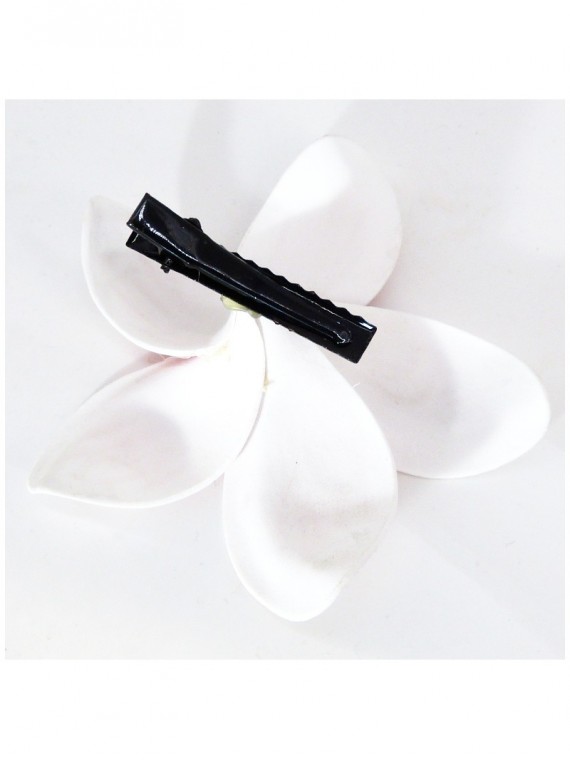 Paire de mini barrette à cheveux hibiscus blanche