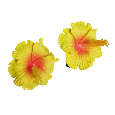paire de mini barrette à cheveux hibiscus jaune
