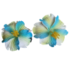 Paire de mini barrette à cheveux hibiscusmarbré turquoise