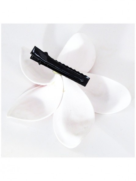 Paire de mini barrette à cheveux hibiscus blanc et bleu