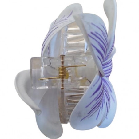 Pinces à cheveux croco frangipane nervurée violette