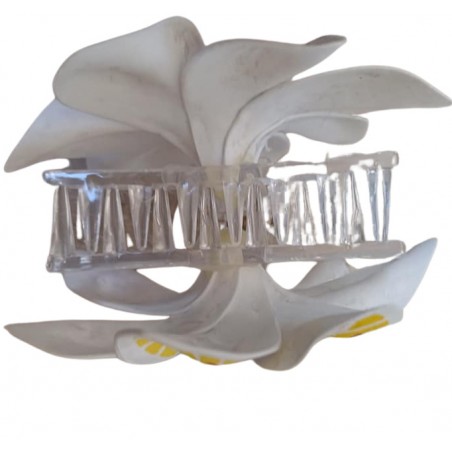 Pinces à cheveux croco frangipane nervurée rose