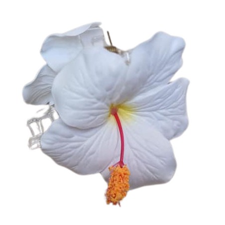 Pinces à cheveux croco hibiscus Blanc