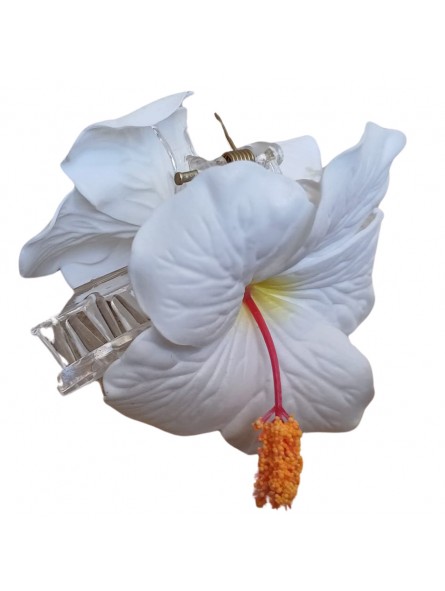 Pinces à cheveux croco hibiscus Blanc
