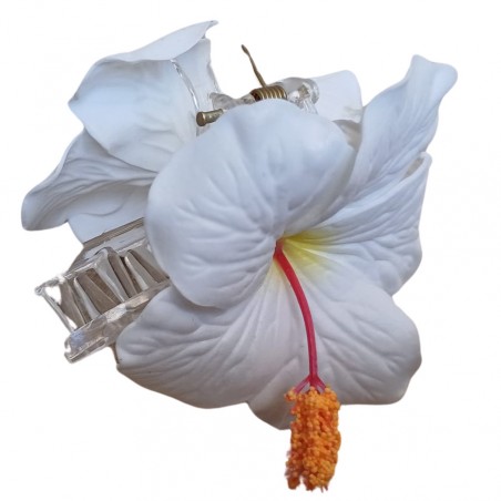 Pinces à cheveux croco hibiscus Blanc