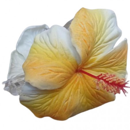 pince crocodile hibiscus jaune pour cheveux