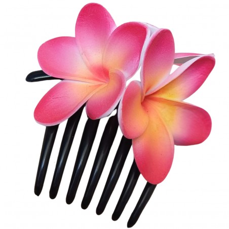 Peigne à cheveux triple frangipane rose