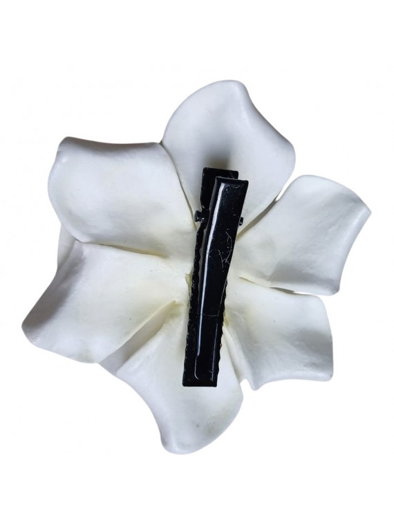 Fleurs de Gardiena blanche sur barrette