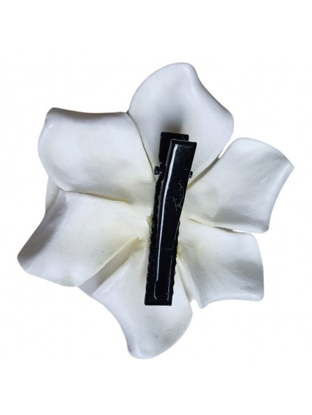 Fleurs de Gardiena blanche sur barrette