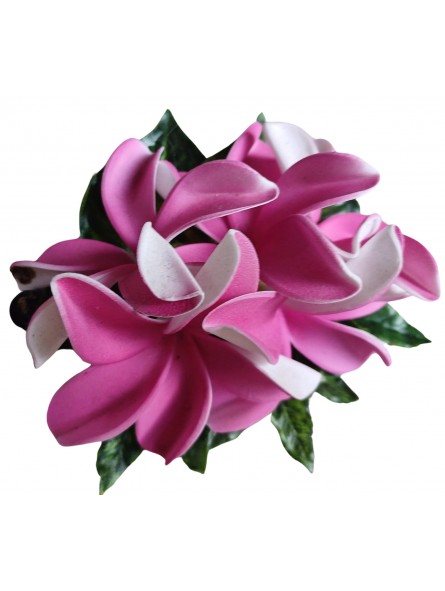 Pince bouquet 20 cm fleurs rose foncé pour cheveux