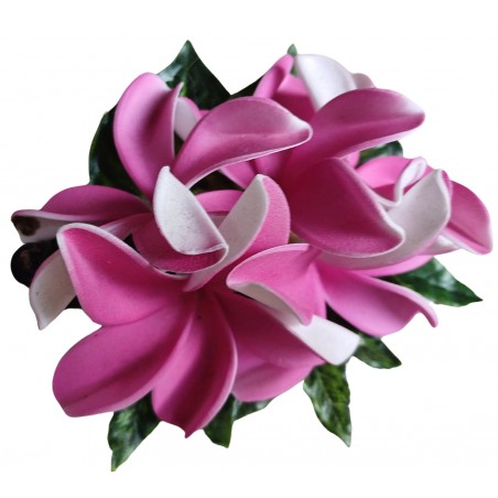 Pince bouquet 20 cm fleurs rose foncé pour cheveux