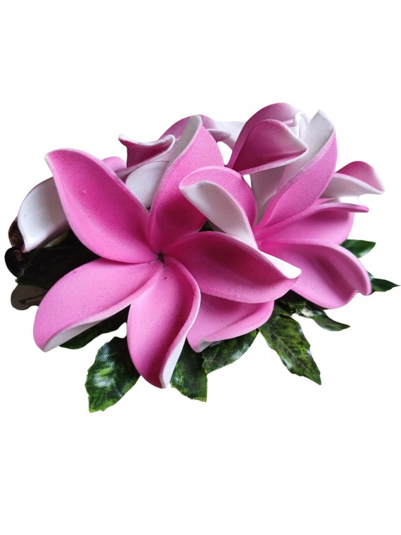 Pince bouquet 20 cm fleurs rose foncé pour cheveux