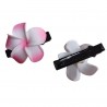 Paire pince croco  à cheveux  3.50 cm frangipane rose et blanc