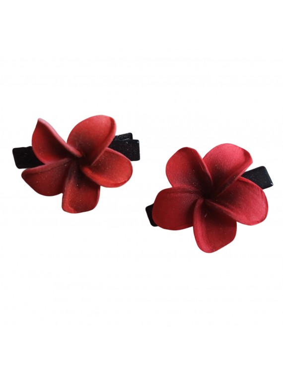 Paire pince croco  à cheveux  3.50 cm frangipane rouge