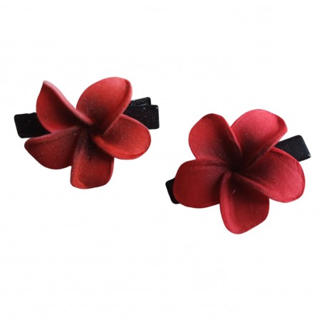 Paire pince croco  à cheveux  3.50 cm frangipane rouge