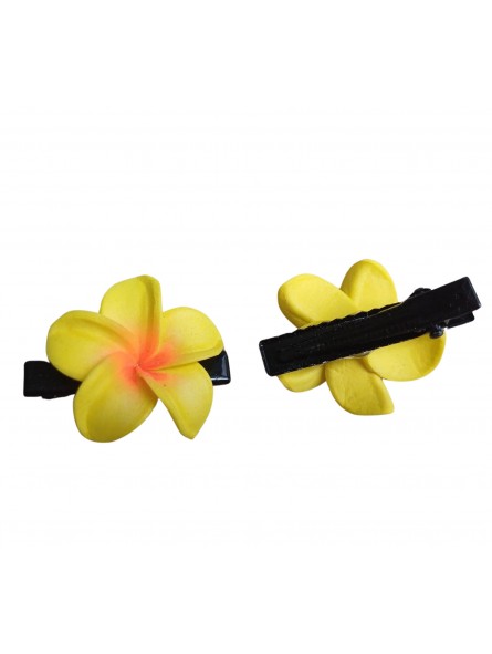 Paire pince croco  à cheveux  3.50 cm frangipane jaune