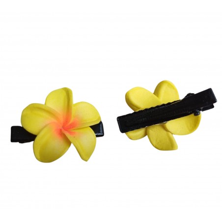 Paire pince croco  à cheveux  3.50 cm frangipane jaune