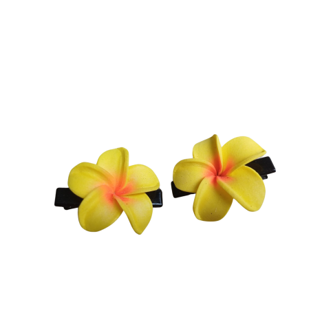 Paire pince croco  à cheveux  3.50 cm frangipane jaune