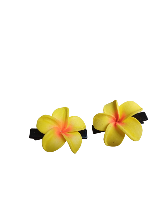 Paire pince croco  à cheveux  3.50 cm frangipane jaune