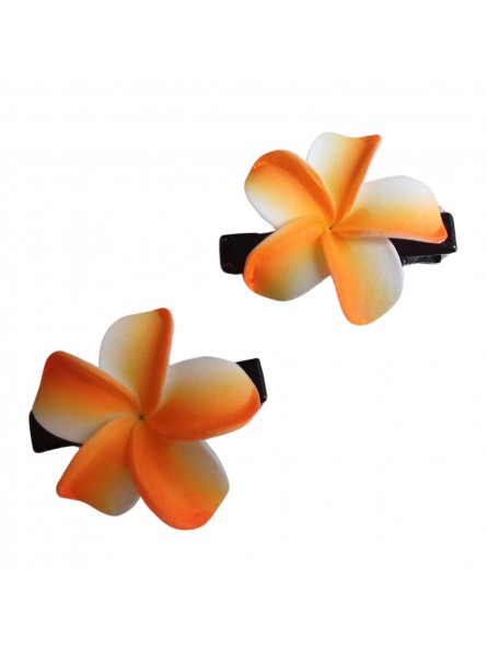 Paire pince croco  à cheveux  3.50 cm frangipane orange