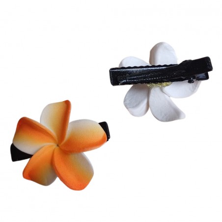 Paire pince croco  à cheveux  3.50 cm frangipane orange