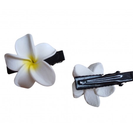 Paire pince croco  à cheveux  3.50 cm frangipane blanc